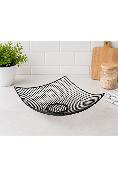 OEM Decorative Black Metal Fruit Bowl, Modern Minimalist Design