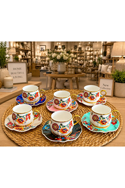 hediye ESTERHOMEDECOR طقم فناجين قهوة بورسلين 6 أشخاص