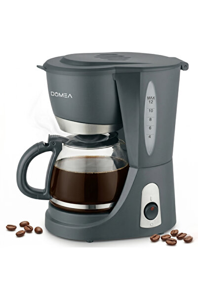 DOMEA Coffee Maker 1.2L – 12 Cup Drip Coffee Machine with Glass Carafe, Washa...