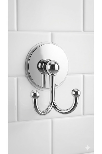 INTERSTEEL Yapışkanlı Lüks Krom İkili Banyo ve Havlu Askısı