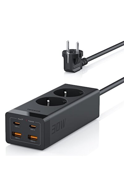 TESSAN Cablu prelungitor USB C 30W, Priză multiplă GaN USB C cu încărcare rap...