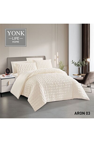 YONK مفرش سرير فاخر مزدوج عرائسي 6 قطع - 230*250 - لحاف نفرين عرائسي طقم 6 قطع