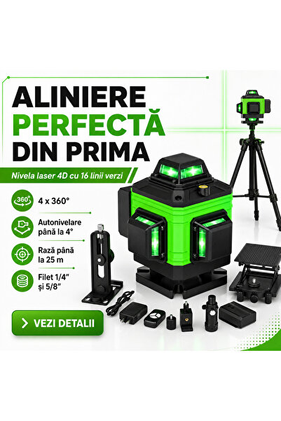 OEM LASER LEVEL 16 LINES - 4D, 2 BATTERIES AND 10 ACCESSORIES (RO-V03)