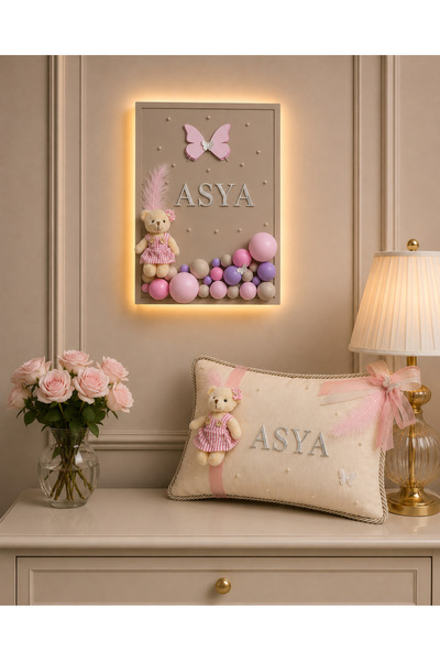 Tiny Concept Led Işıklı Bebek ve Çocuk Odası Kapı Süsü & Yastık Seti