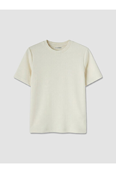 LC Waikiki Ecru Crew Neck Women's Sports T-Shirt by Güli̇s Gi̇yi̇m