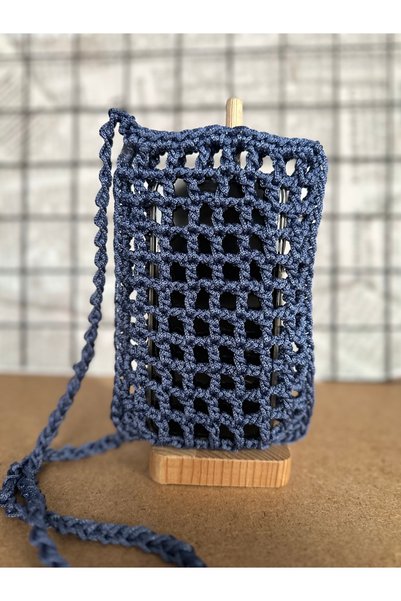 yucin Women's Hand Knitted Phone Bag Crossbody Mini Mesh Bag