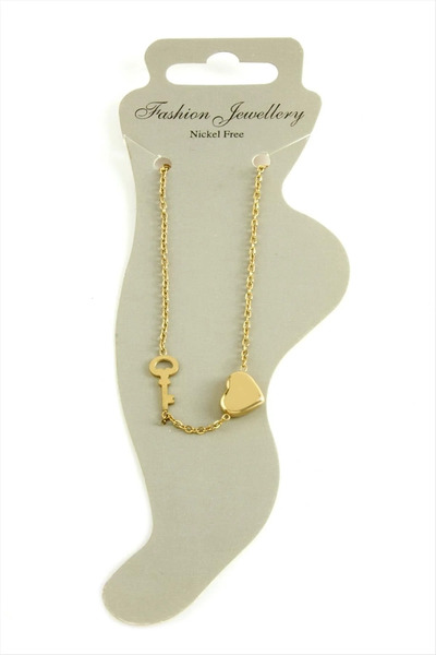 Marsilyan Nvdn- Heart Lock Luxury Steel Anklet Iegrs-Nvdn1