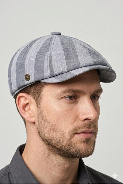 mercantoptan 100% Cotton Patterned Linen Summer Model British 8-Piece Cap Hat