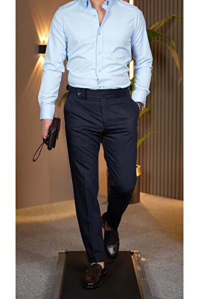 Terzi Ayhan Classics Pilesiz Tokalı Pantalon Lacivert