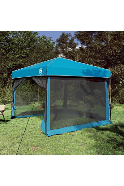 vidaxl Set Cort pentru Camping 2 pcs albastru Tafeta si Material
