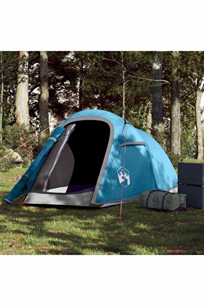 vidaxl Cort de camping tunel pentru 2 persoane, albastru, impermeabil