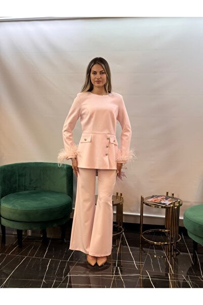 White Corner 3279 طقم مزين بالريش