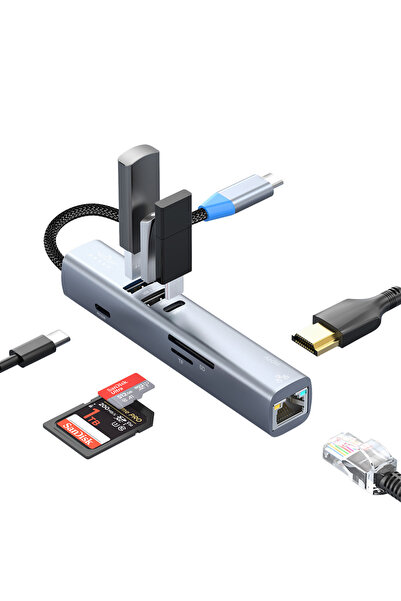 Brave محطة إرساء متعددة المنافذ BraveLink BH-08 8 في 1 بمنفذ USB-C مع HDMI بد...