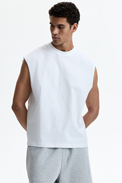 H&M Pamuklu Kolsuz Üst Relaxed Fit