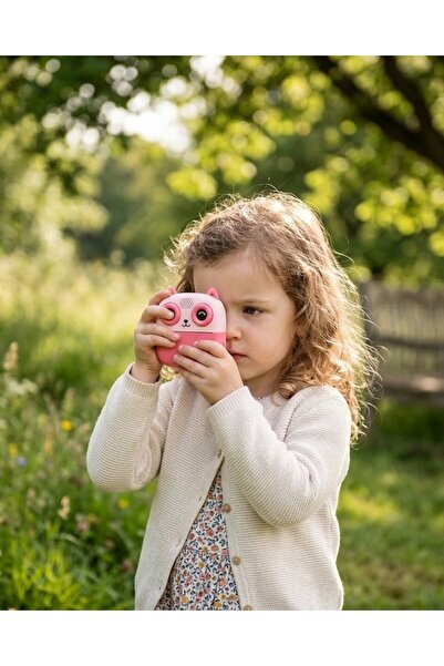 Anında Fotoğraf Baskılı Çocuk Kamerası 5 Rulo Kağıt 6 Renk Kalem Hediyeli E? - LUM1NA4394-4