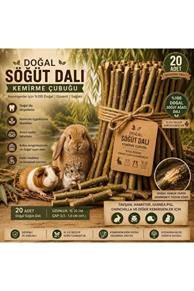 macc Tavşan & Hamster Doğal Kemirme Söğüt Dalları 20li Paket