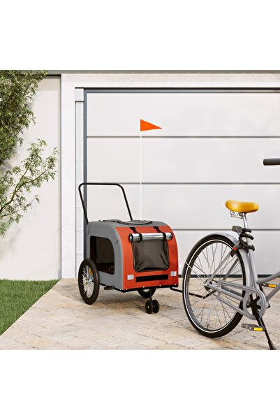 vidaxl Remorcă de bicicletă animale portocaliu/gri, textil oxford/fier