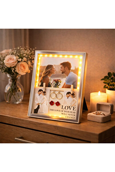 sanalbayim Dekoratif Işıklı Kristal Fotoğraf Çerçevesi 15x20