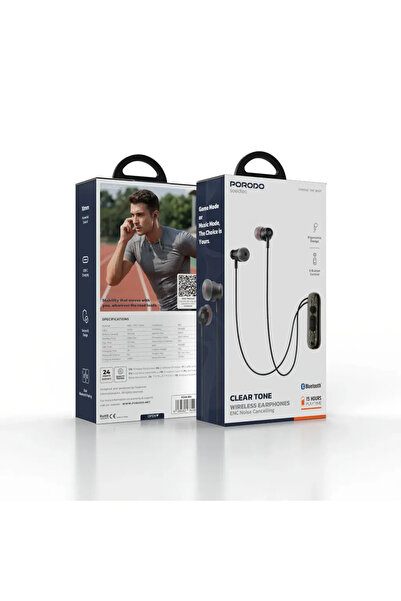 porodo CLEAR TONE WIRELESS EARPHONES ENC Noise Cancelling - Black