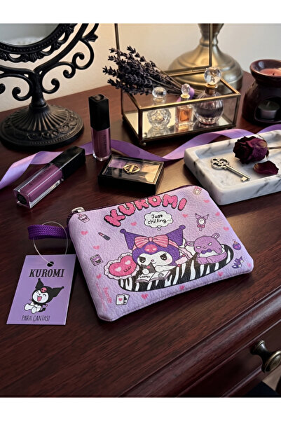 GiFi Kuromi & Hello Kitty Lisanslı Deri Para Çantası Cüzdan 10,5x8,5 cm