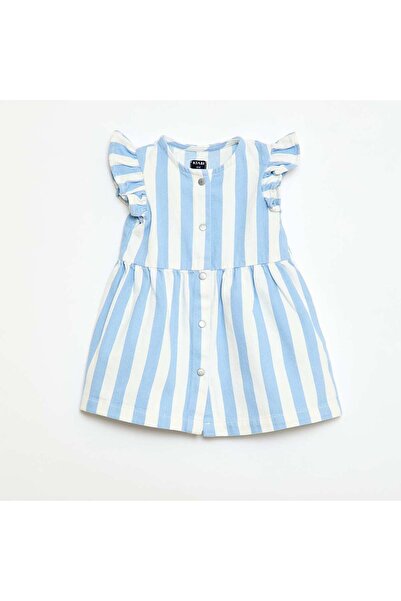 KIABI فستان مخطط بأكمام قصيرة أزرق اللون