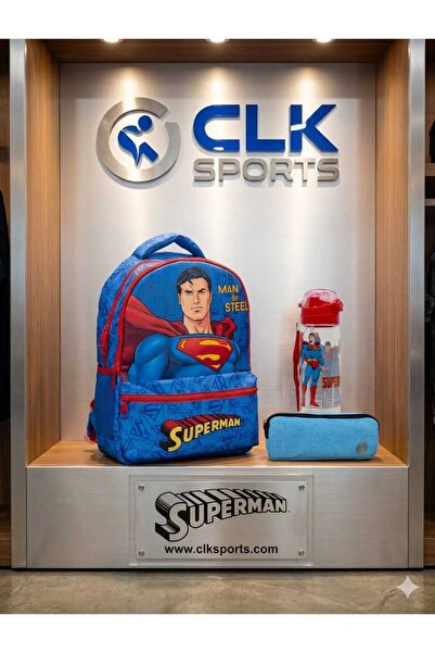 Superman School Bag, Pencil Case, Water Bottle & Flask