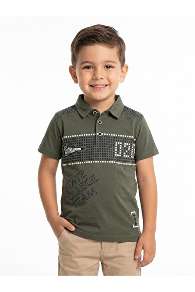 Masal Dünyası Bursa Boy's Khaki Polo Collar T-Shirt 100% Cotton Comfortable F...