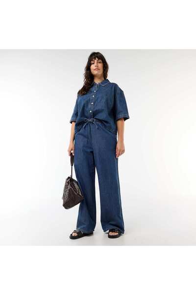 KIABI Wide-Leg Trousers with 2 Pockets BLUE