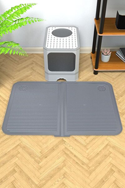 Yıldızan Silicone Food and Sand Mat, Washable Cat Toilet with Pool, Cat Litte...
