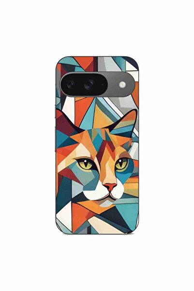 OEM Husa compatibila cu Google Pixel 9 Pro Silicon Gel Tpu Model Cubic Cat Art
