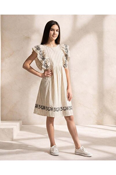 REDTAG Senior Girls White Stripe Dress