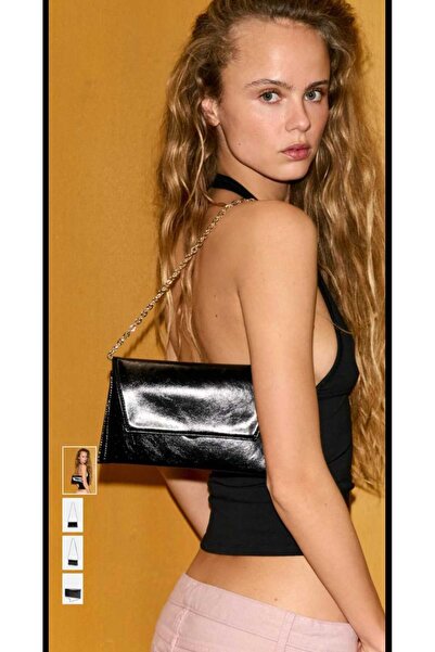 ÖZÜM ÇANTA Women's Chain Strap Hand and Shoulder Bag Black