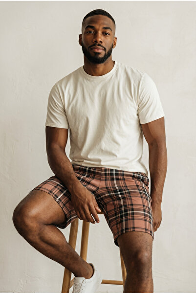 Erse Black Plaid Men's Shorts with Pockets – Modal Cotton, Ultra Comfortable,...