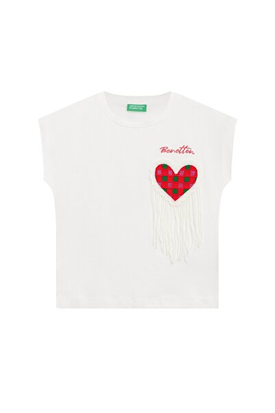 United Colors of Benetton Benetton girl's short sleeve heart detailed t-shirt...