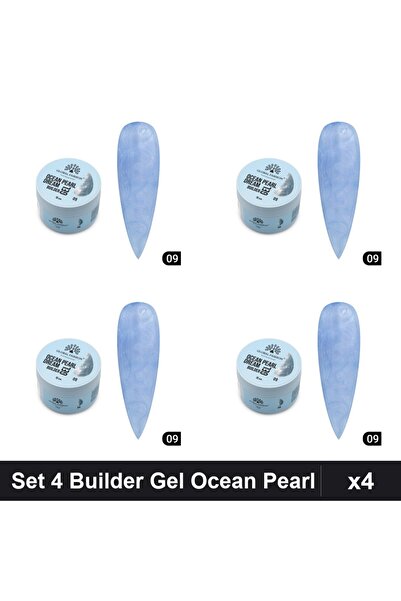 global fashion Set of 4 Builder Gel Ocean Pearl Dream 15g, UV/LED Gel Nail Co...