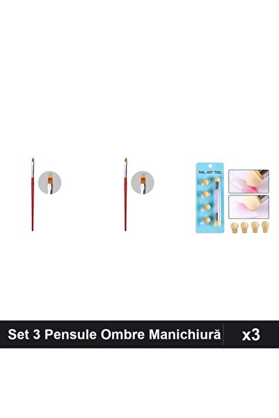 NAİLS Set 3 Pensule Manichiură Gel Ombre Oranjollie + Baby Boomer cu Rezerve