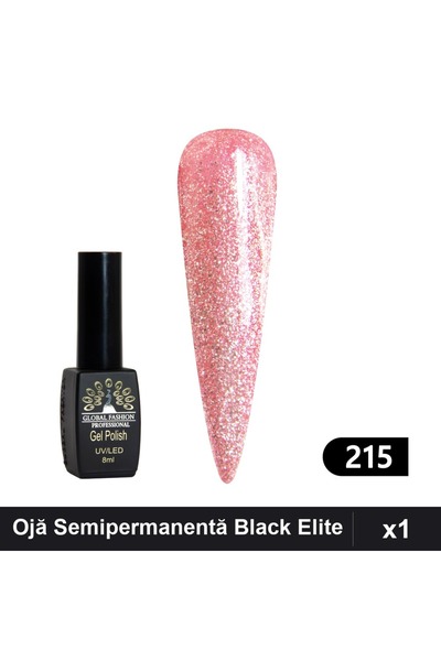 global fashion Ojă Semipermanentă Black Elite 8ml, Manichiură UV/LED,