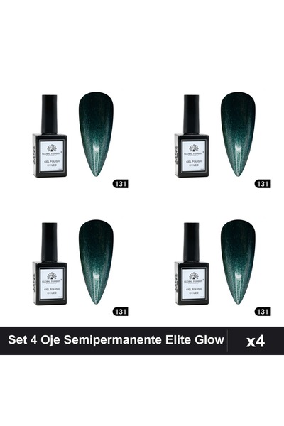 global fashion Set 4 Oje Semipermanente Gel Polish Elite Glow 15ml, Manichiur...