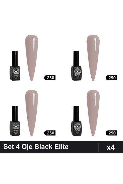 global fashion Set 4 Oje Semipermanente Black Elite 8ml, Manichiura UV/LED Pr...