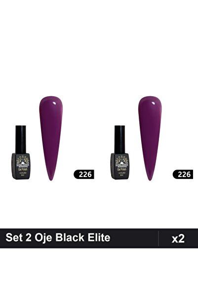 global fashion Set 2 Oje Semipermanente Black Elite 8ml, Manichiura UV/LED Pr...