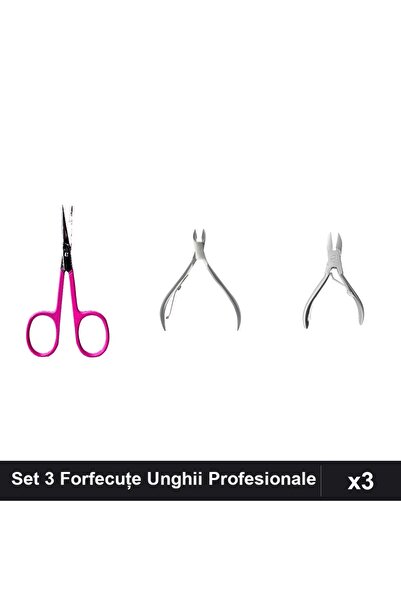 One Group Set 3 Forfecuțe Profesionale Unghii, Clești Cuticule și Pedichiură