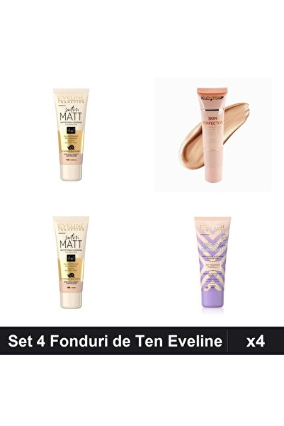 Eveline Set 4 Fonduri de Ten & Ruby Rose, Nuante Vanilla Ivory Beige, 30ml