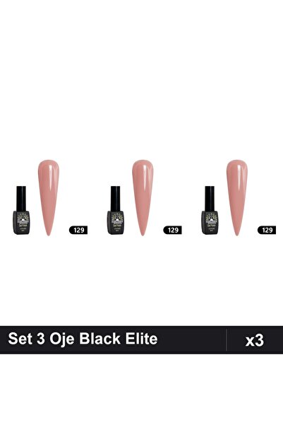global fashion Set 3 Oje Semipermanente Black Elite 8ml, Manichiura UV/LED,
