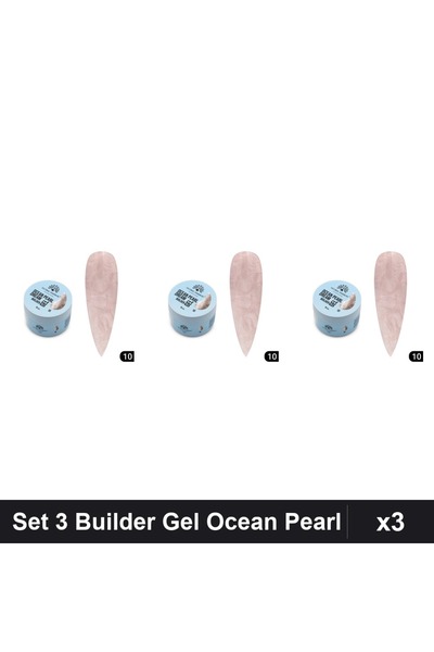 global fashion Set 3 Builder Gel Ocean Pearl Dream 15g, Constructie Unghii,