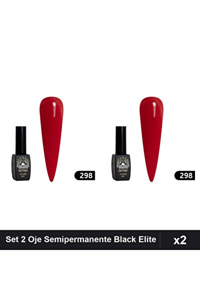 global fashion Set 2 Oje Semipermanente Black Elite 8ml, Manichiura UV/LED