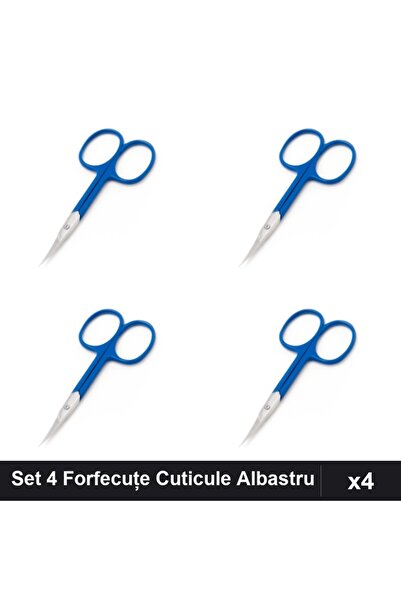 One Group Set 4 Forfecuțe Profesionale Cuticule Albastru, Clești Unghii