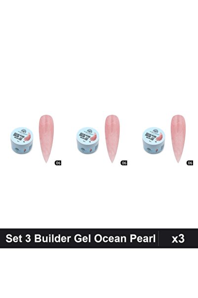 global fashion Set 3 Builder Gel Ocean Pearl Dream Nr.06 15g, Constructie Ung...