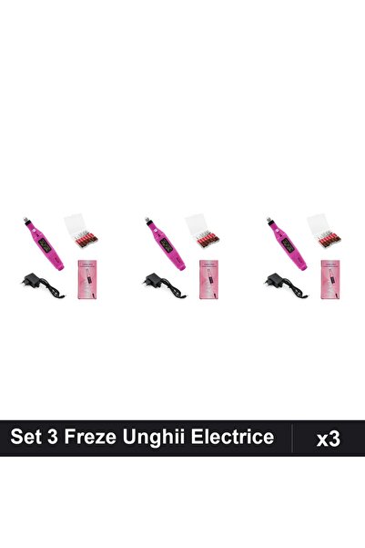 NAİLS Set 3 Freze Unghii Electrice Roz, 13000 RPM, Pila Manichiura Incepatori