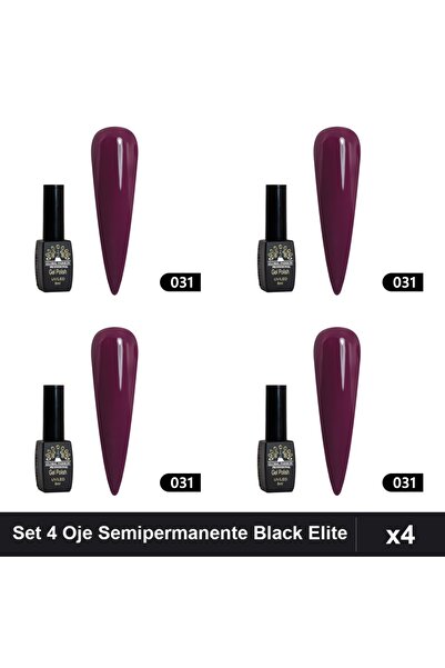 global fashion Set 4 Oje Semipermanente Black Elite 8ml, Nuanta 031, Manichiu...