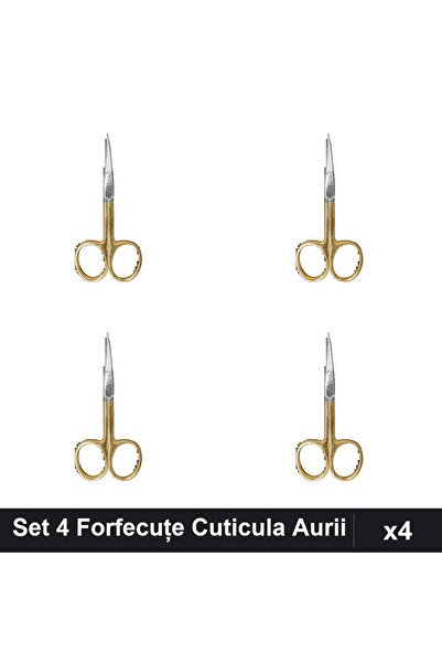 One Group Set 4 Forfecuțe Profesionale Cuticula Aurii, Vârf Lung, Manichiura